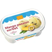 Sorbet Mango &amp; passionsorbet 500ml Triumf Glass.