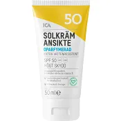Solkräm Ansikte SPF50 Oparfymerad 50ml ICA Hjärtat.