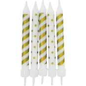Tårtljus vit/guld 10-p Decorata Party.