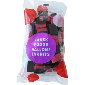 Fudge Hallon &amp; Lakrits ca215g Finsk Lakrits.