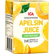 Apelsinjuice utan fruktkött Koncentrat 2dl ICA.