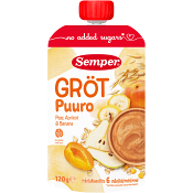 Gröt med päron, aprikos &amp; banan 6m 120g Semper.