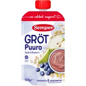 Gröt med äpple &amp; blåbär 6m 120g Semper.