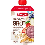 Flerkornsgröt äpple &amp; jordgubb 8m 120g Semper.