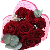 Bukett Valentin klassisk med 7 röda rosor 50cm.