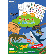 Målarbok Läskiga djur med stickers.