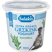 Grekisk Yoghurt Naturell Extra krämig 0% 900g Salakis.