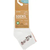 Socka Osby vit m blommor 22/24 ICA I love eco.