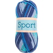 Garn Sport 1026 Turkos, Blå &amp; Ecru 100g Falkgarn.