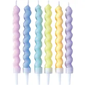 Tårtljus skruvade pastell 6-p Decorata Party.