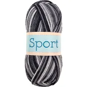 Garn Sport 1023 Svart &amp; Grå 100g Falkgarn.