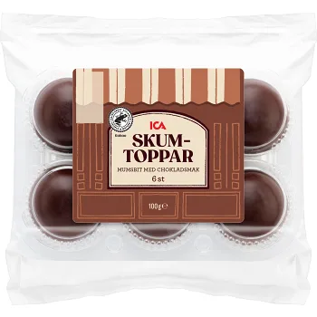 Skumtoppar med chokladsmak 6-p 100g ICA.