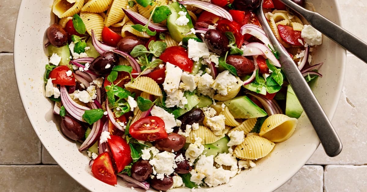 A delicious Greek pasta salad, but unfortunately, not related to The Fall Guy