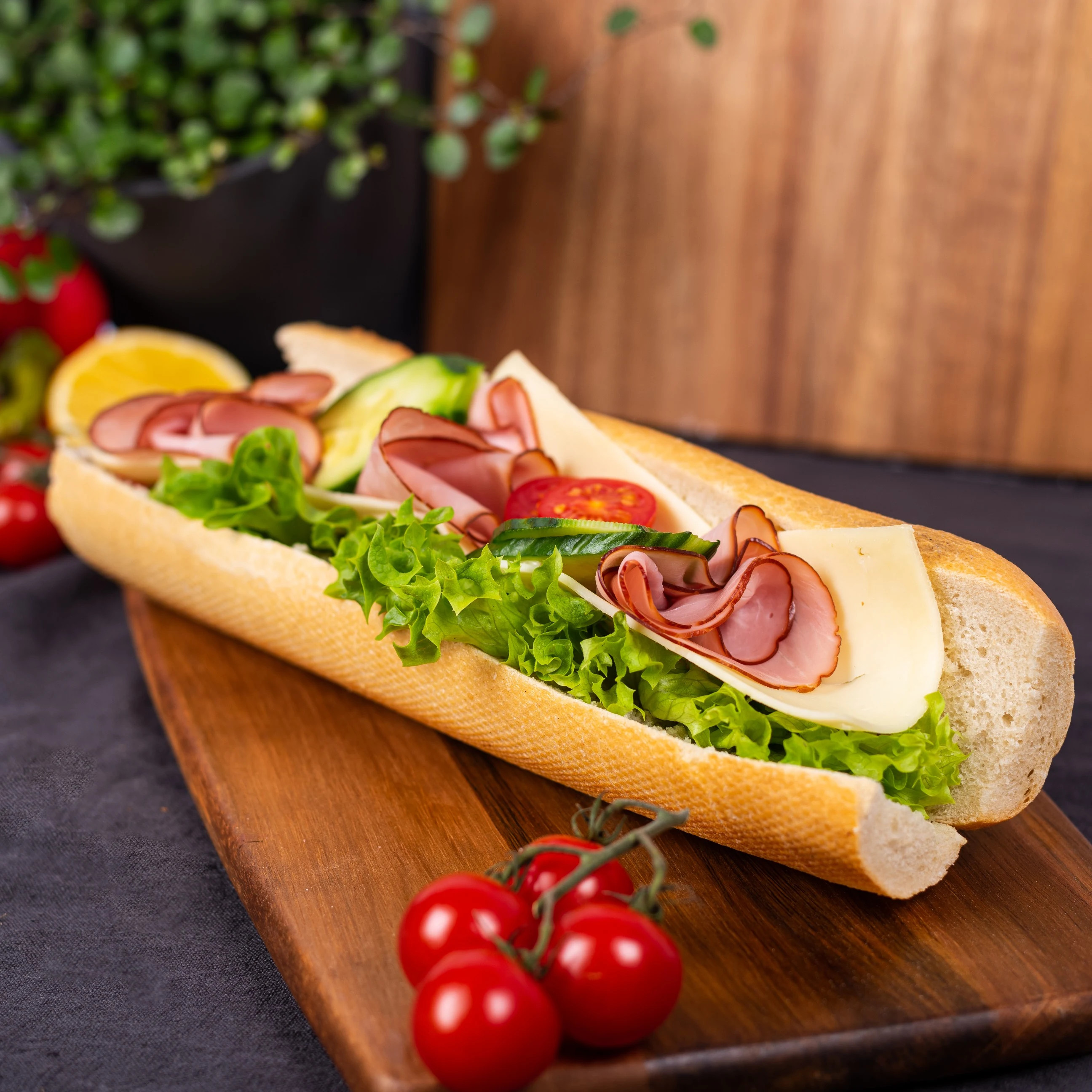 Baguette med ost & skinka