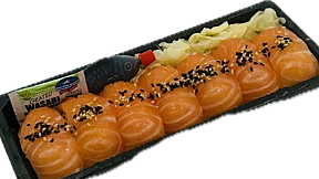 7 Bitar laxnigiri, ingefära, soja, wasabi