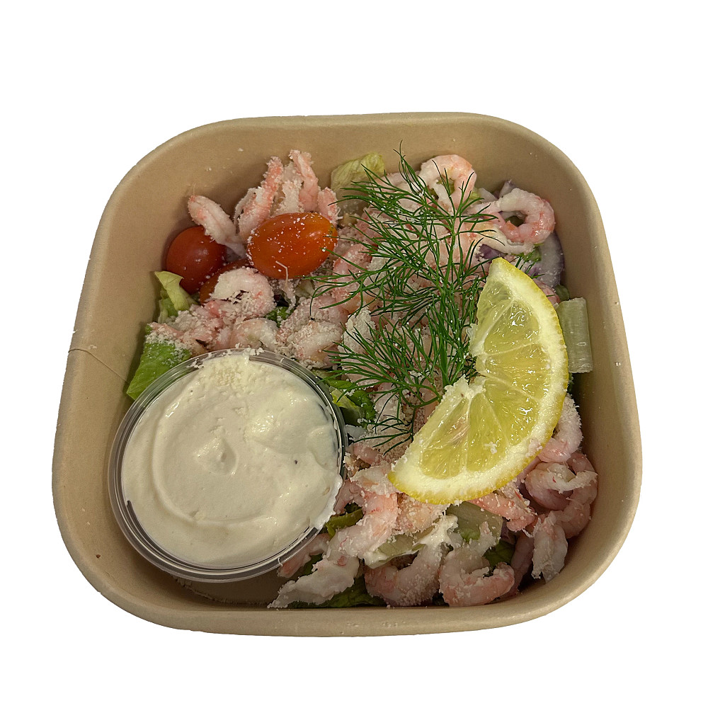 Caesarsallad med handskalade räkor