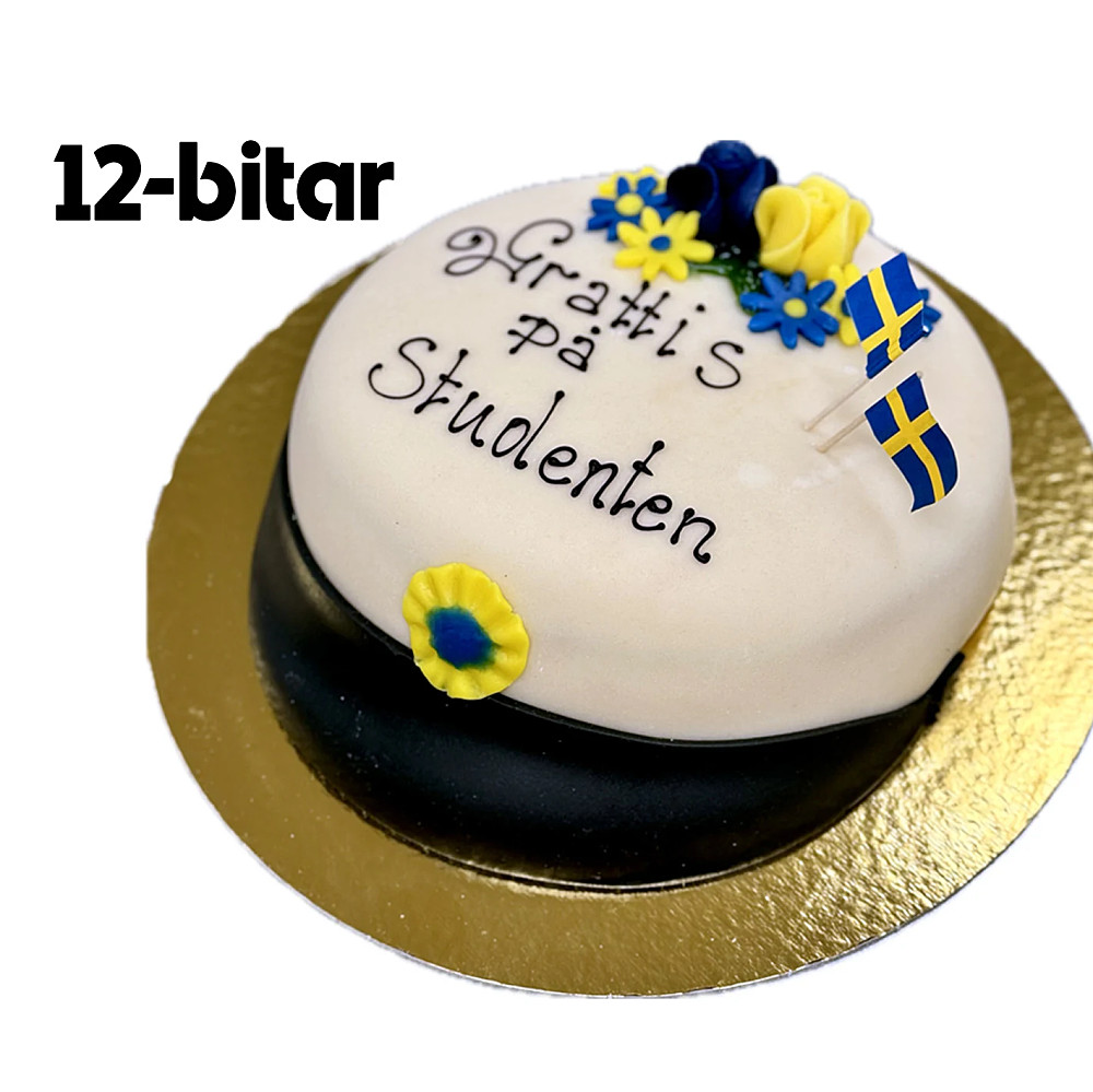 Studenttårta 10 bitar med Svensk flagga