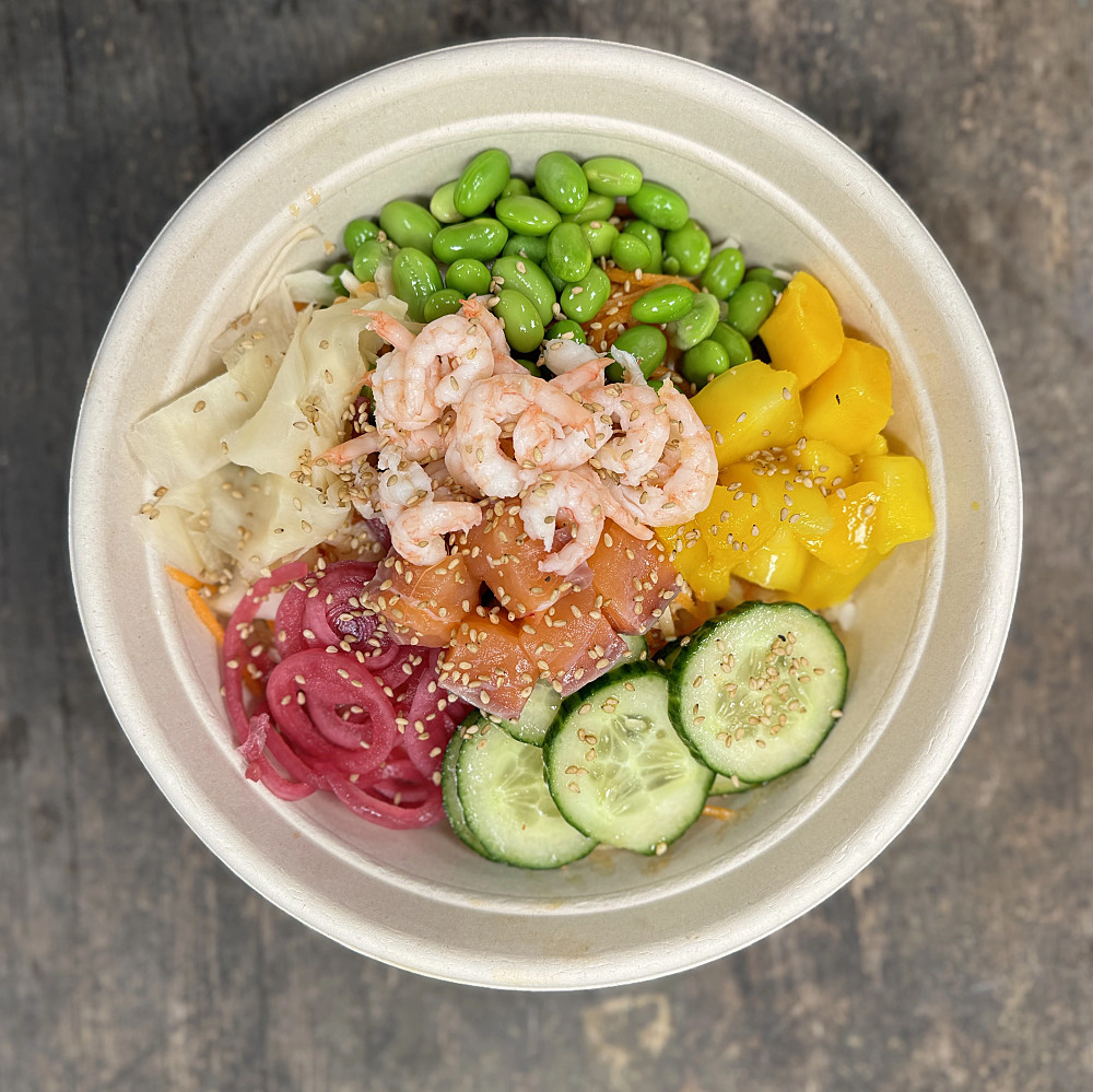 Poké bowl med räkor&lax