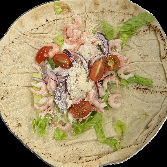 Caesarwrap med handskalade räkor