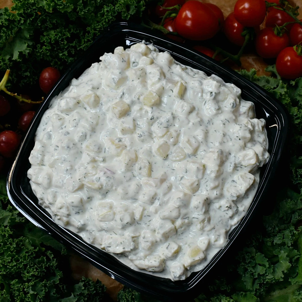 Potatissallad 200g. Delins egna potatissallad med Dijonsenap, kapris och rödlök.