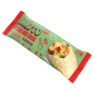 Burrito i en grön och röd förpackning