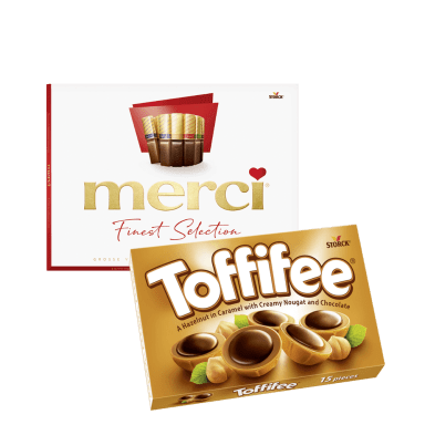 Merci och toffifee packshot.