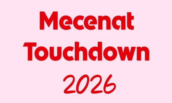 Rosa puff med texten: Mecenat Touchdown 2026