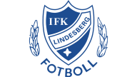 En logotyp för en fotbollsklubb med texten "IFK Lindesberg Fotboll" och en sköld med lagerkransar.