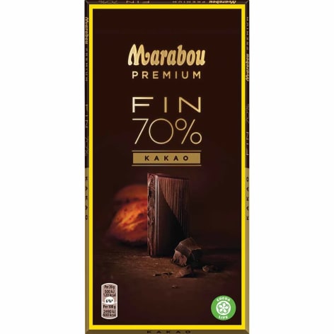 Förpackningen Marabou Premium kakao 70%.