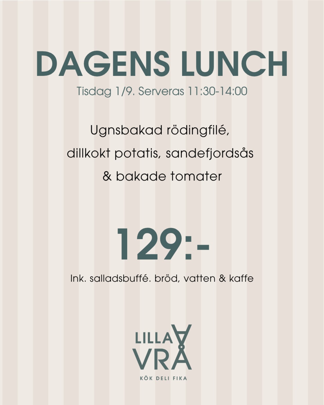 Dagens lunch tisdag 1/9 hemsidan.