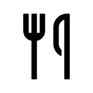 Gaffel och kniv som symbol för mat.