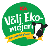 Grön logotyp med illustrerad ko för Välj eko-mejeri