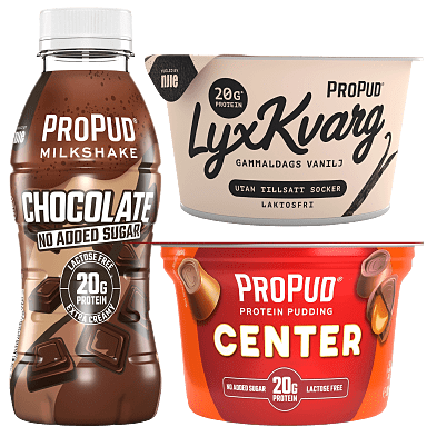 ProPud protein milkshake choklad, lyxkvarg och protetinpudding center