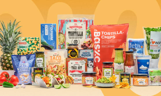Produkter ur ICAs egna tacosortiment