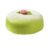 Tårta Princess, med grönt marsipantäcke och rosa ros