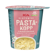 En pastakopp står upprätt.