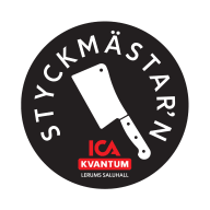 En rund logotyp med en kniv och text visas.