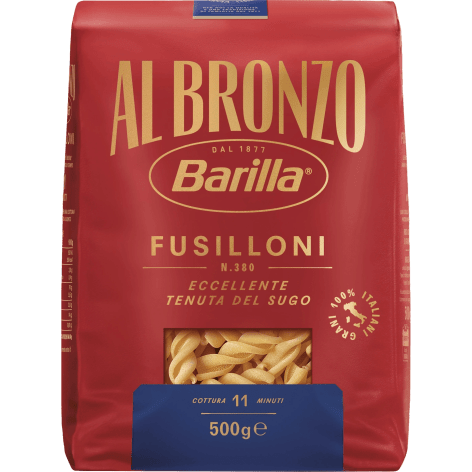 En påse med Fusilloni Al Bronzo från Barilla.