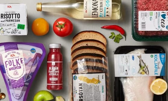 Olika produkter från ICAs sortiment