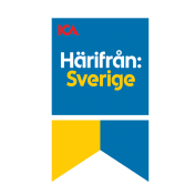 Logga med svenska färger med texten Härifrån: Sverige
