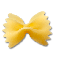 En pastaform som liknar en rosett eller fluga.