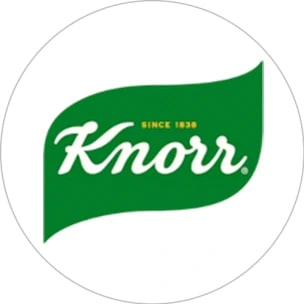 En logotyp med texten "Knorr" och "Since 1838" på en vågformad bakgrund.