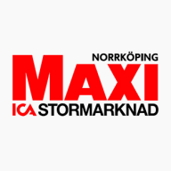 En logotyp för ICA Maxi Stormarknad i Norrköping.
