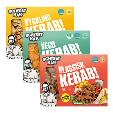 Kycklingkebab, Vegokebab och klassisk kebab från Schysst Käk.