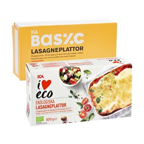 En förpackning lasagneplattor står framför en annan förpackning lasagneplattor.