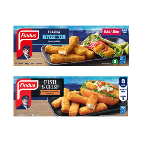 Findus fiskpinnar i förpackning.