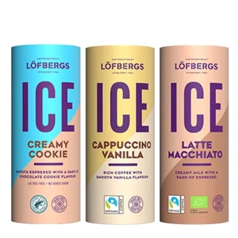 Löfbergs ICE kaffe, tre förpackningar.