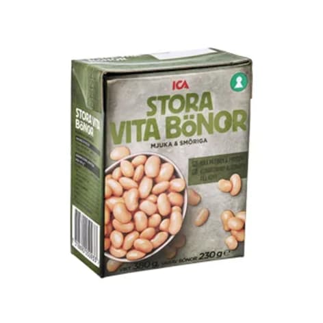 ICA Stora vita bönor i förpackning.