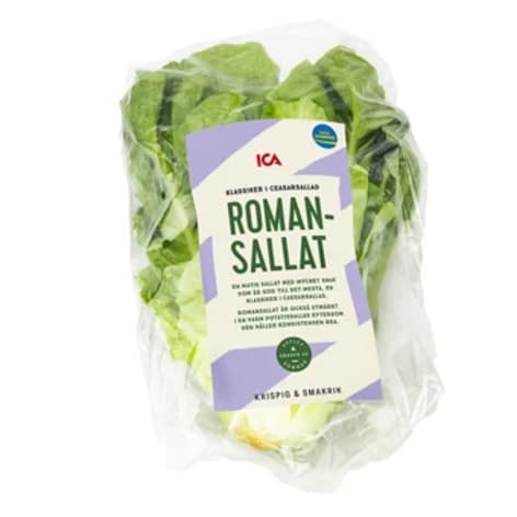 Romansallat i plastpåse.
