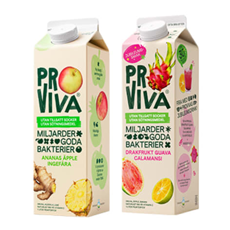 ProViva frukdryck i två förpackningar.